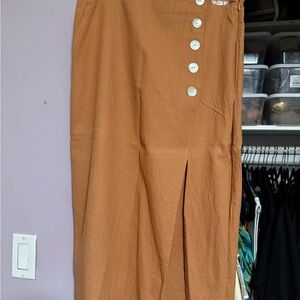 Marc New York Pecan Brown Linen Skirt